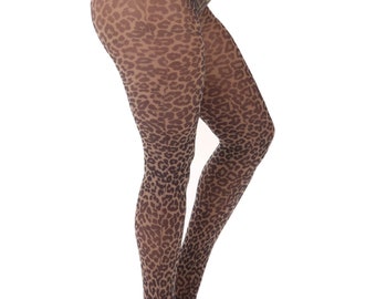 Silver Legs Leopard Print 50 Denier Curvatures Plus Size Tights (up to 5XL)