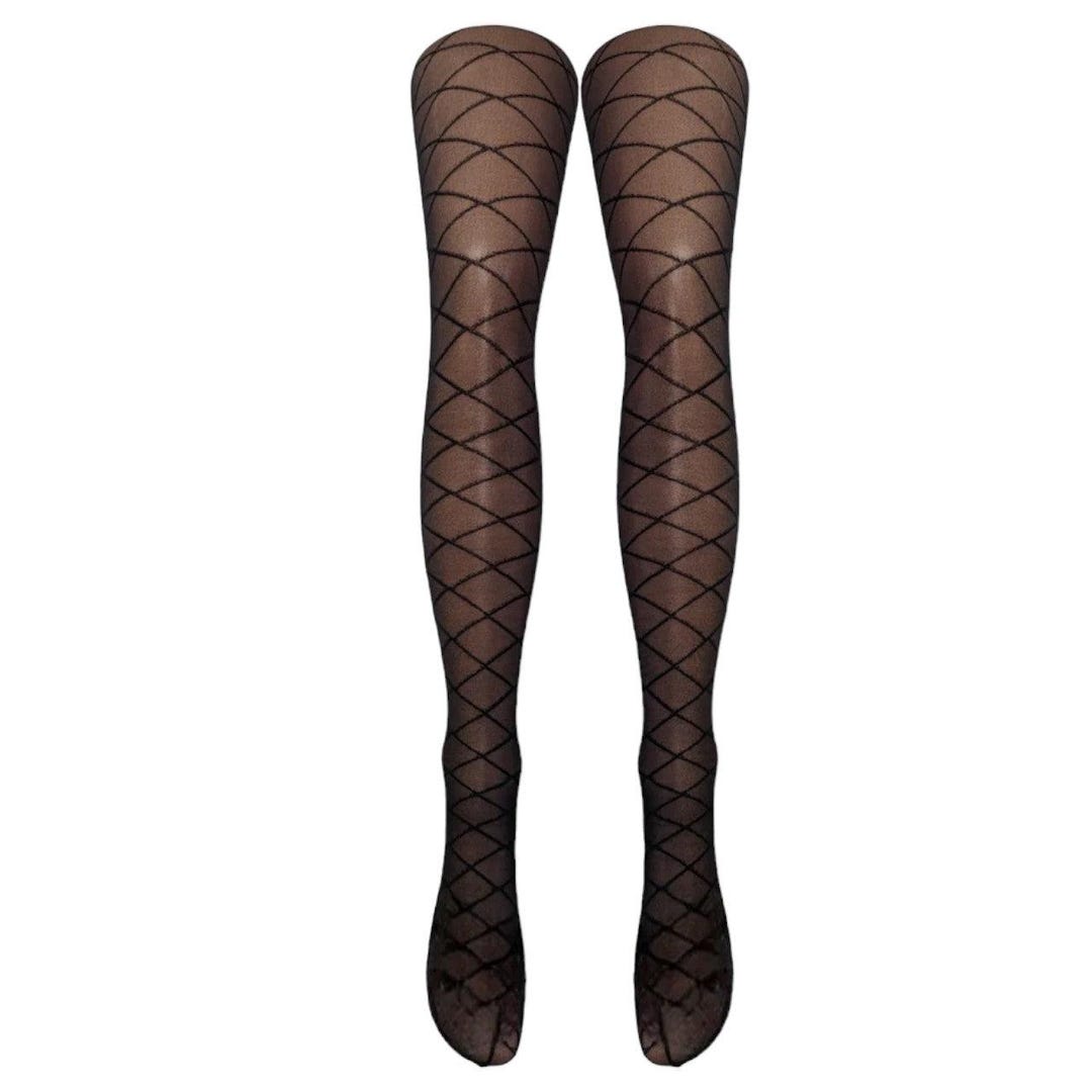Sheer Diamond Pattern Tights