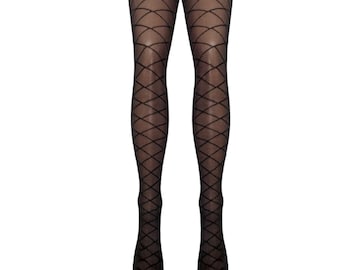 Sheer Diamond Pattern Tights
