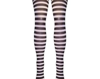 Silberne Bein gestreifte Semi-Opaque Strumpfhose (One Size & XL) 15 Farben