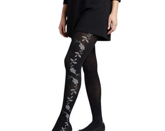 Trailing Trellis Floral Embossed Tights (Made In Italy)