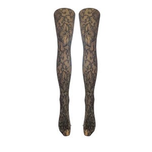 Grey Flower Lace Tights (Made In Italy)