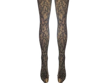 Grey Flower Lace Tights (Made In Italy)