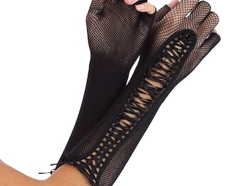 Elbow Length Fishnet Gloves