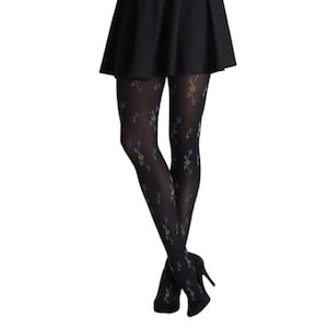 Silver Legs Oriental Flower Tights