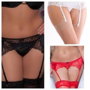 Silver Legs Silky And Soft 4 Strap Narrow Lace Suspender Belts (S/M And M/L & L/XL) 3 Colours