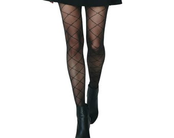 Sheer Diamond Pattern Tights