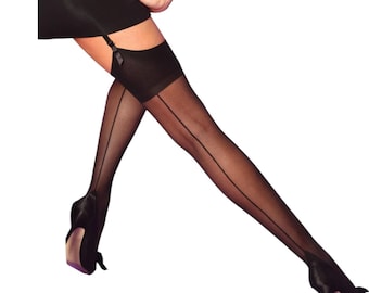 Silver Legs Italian 15 Denier Seam Stockings (4 Colour Ways In Medium Or Large)