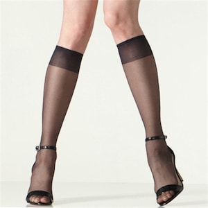 Silver Legs Sheer Sandal Toe Knee Highs