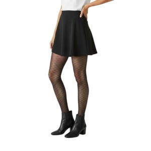 Schwarze Strumpfhose mit aufwendigem Doppelrautenmuster