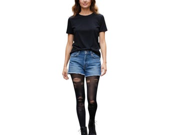 Shredded Ripped Design Tights - Distressed Style - Made in Italy