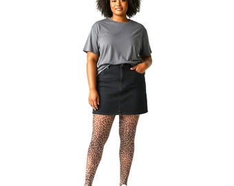 Silver Legs Leopard Print 50 Denier Curvatures Plus Size Tights (Sizes up to 5XL)