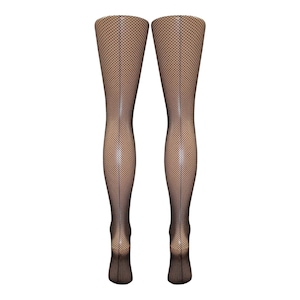 Black Seamed Fishnet Tights (3 Sizes) (O/S / Xl / Xxl) Made In Italy