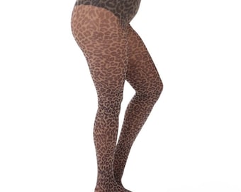 Silver Legs Leopard Print 50 Denier Curvatures Plus Size Tights (up to 5XL)
