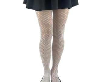 Cream Honeycomb Design Tights (Made In Italy) One Size