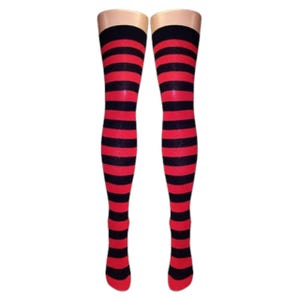 Black & Red Stripe Over Knee Socks (Made In Italy)