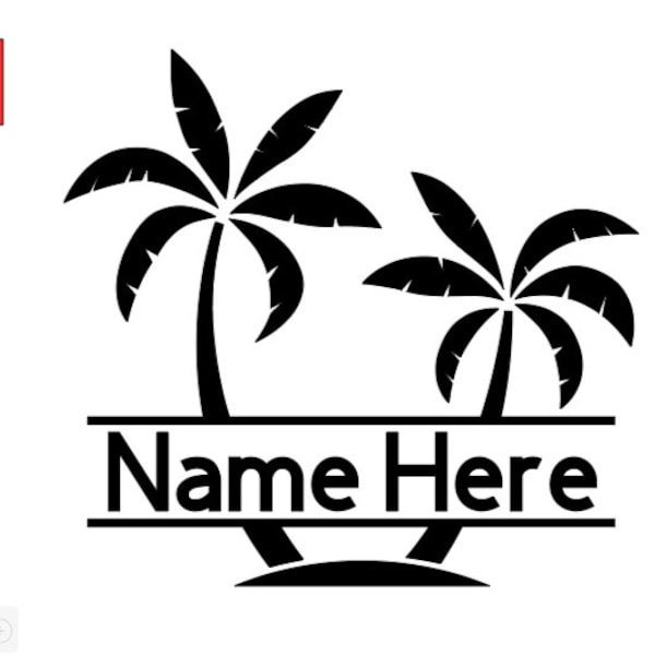 Palm Tree Monogram Vinyl Decal: Car, Laptop, Tumbler