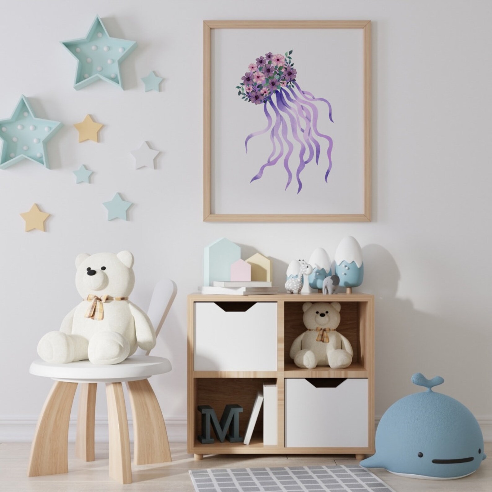 Watercolor Octopus nursery print Purple Octopus art Nursery Etsy