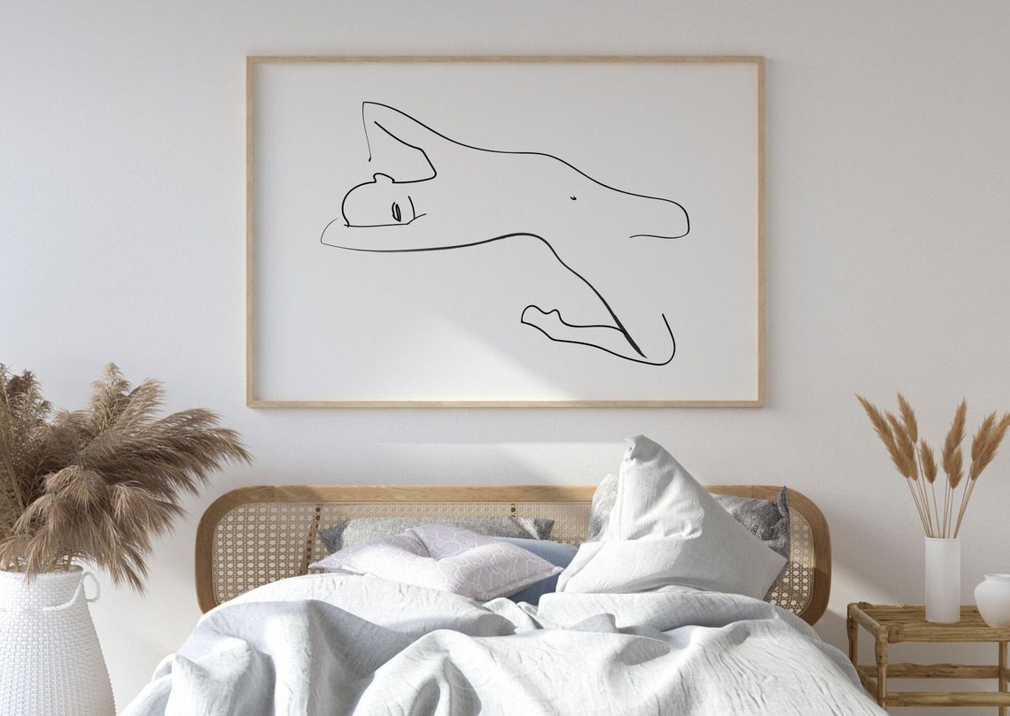 Bedroom Line Art Print Bedroom Wall Art Female Body - Etsy