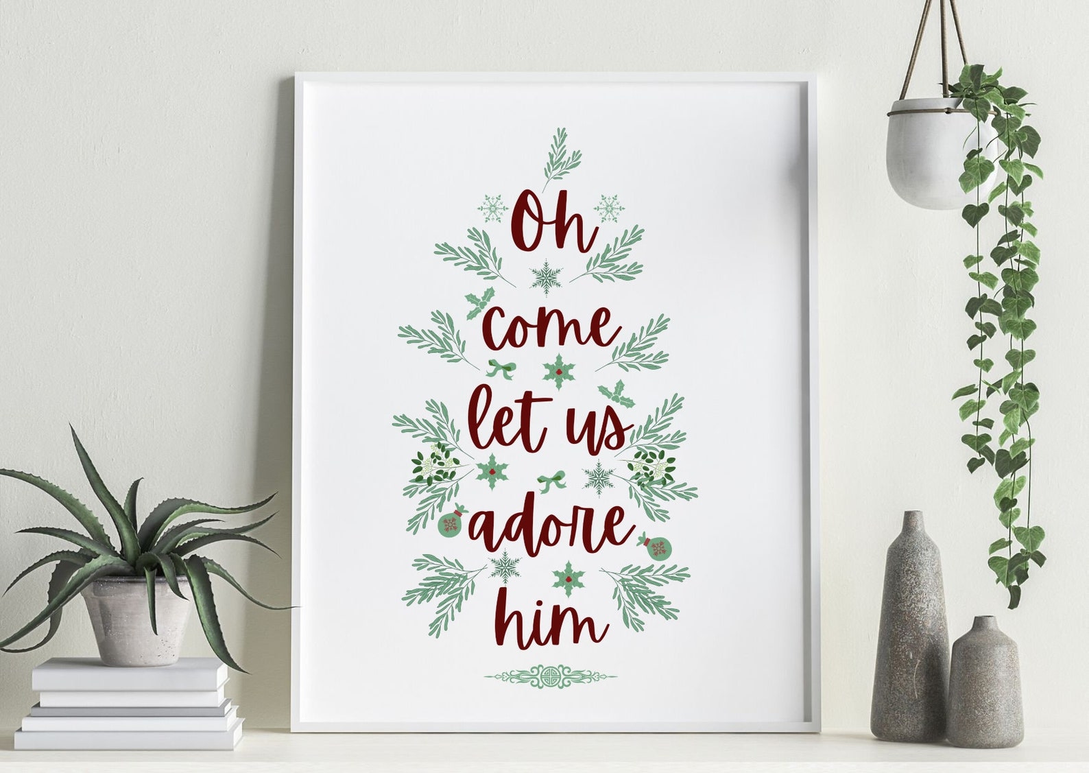 Oh Come Let Us Adore Him Print Holiday Wall Art Printable - Etsy