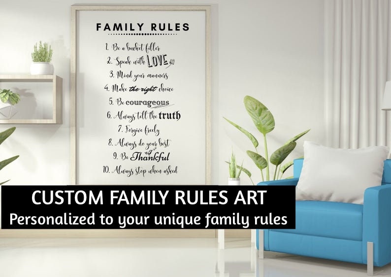 PERSONALIZED Family Rules Wall Art Custom Family Rules Sign Etsy