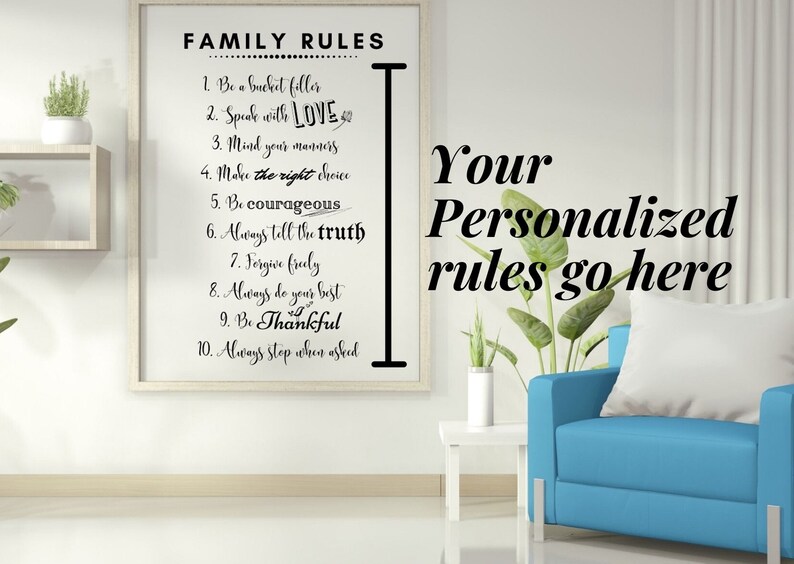 PERSONALIZED Family Rules Wall Art Custom Family Rules Sign Etsy