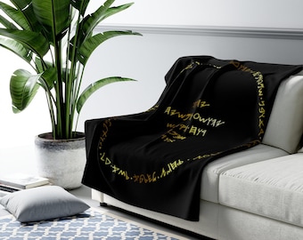 Black Gold Sherpa Fleece Blanket The Powers Yhwh Hamashayach Holy Spirit Wisdom Torah 3 Patriarchs 12 Tribes Hebrew Israelite Yasharahala