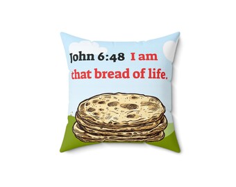 Bread of Life Modern Hebrew John 6:48 Olive Branch Yahawashi Israelite 100% Spun Polyester 14x14" Square Pillow & Pillow Cover