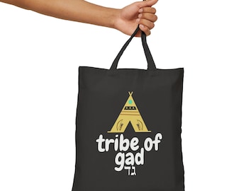 Modern Hebrew Tribe of Gad Hebrew Baby Gad Baby Brew Military Tent Hebrew Israelite Gift 100% Cotton Canvas Tote Bag Black Natural