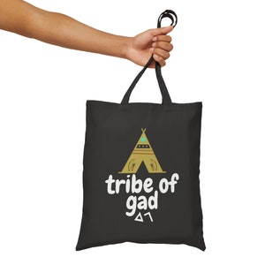 Ancient Hebrew Tribe of Gad Hebrew Baby Gad Baby Brew Military Tent Paleo Hebrew Israelite Gift 100% Cotton Canvas Tote Bag Black Natural