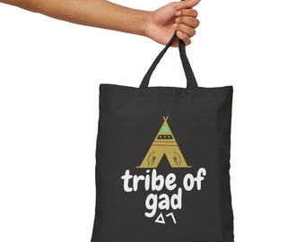 Ancient Hebrew Tribe of Gad Hebrew Baby Gad Baby Brew Military Tent Paleo Hebrew Israelite Gift 100% Cotton Canvas Tote Bag Black Natural