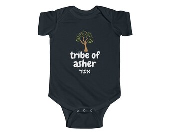Tribe Of Asher Bodysuit Olive Tree Symbol Body suit Modern Hebrew Israelite Gift 100% Cotton Short-Sleeve Tee T-shirt Baby Infant Toddler