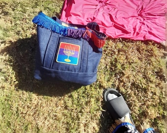 7 Branch Menorah Patch Menorah Iron-on Patch Menorah Sew-on Hebrew Israelite Purple, Blue, Red Flag Temple Colors 4”x4” Seven Branch Menorah