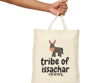 Tribe of Issachar Ancient Paleo Hebrew Baby Issachar Baby Brew Donkey Israelite Gift Kids Toddler 100% Cotton Canvas Tote Bag Black Natural