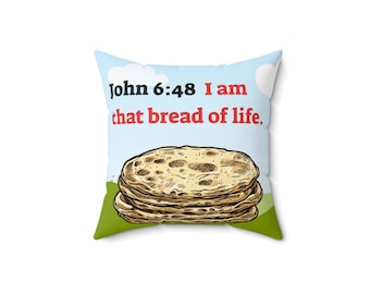 Bread of Life John 6:48 Olive Branch Yahawashi Ancient Paleo Hebrew Israelite 100% Spun Polyester 14x14" Square Pillow & Pillow Cover