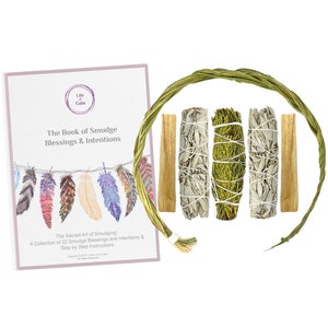 Sacred Sage Smudge Kit with Sweetgrass Braid and Smudge Prayer Book in Giftable Box