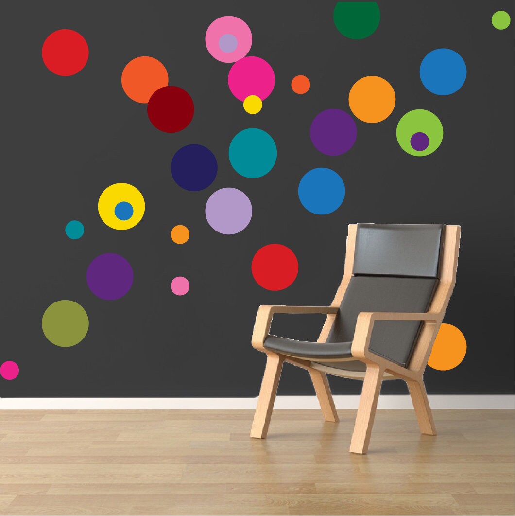 Colorful Dots Decals Design Wall Mural Vinyl Home Bedroom | Etsy