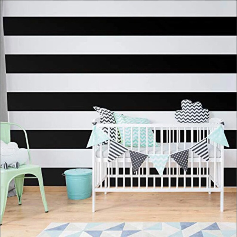Black 6 Wide Stripe Decal Roll Black Wall Tape Black Etsy