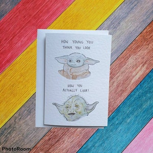 Bébé Yoda et Yoda | Carte d'anniversaire artisanale