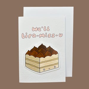 Nous allons vous manquer | Tiramisu | Carte de départ fabriquée à la main