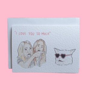 Tache le chat | Mème chat | Carte de Saint-Valentin fabriquée à la main
