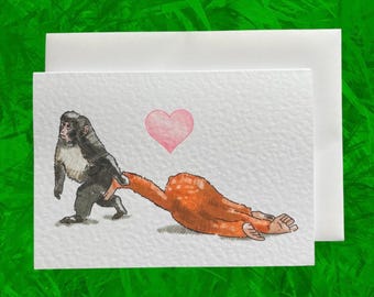Punch the monkey | Cute monkey | Handcrafted greeting card