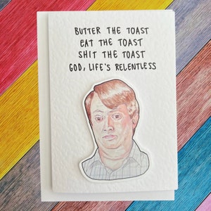 Kennzeichen Corrigan | Toast Zitat | Handgefertigte Peep Show Grußkarte