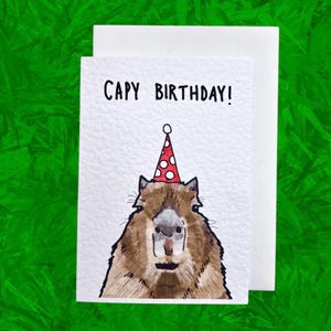Anniversaire Capy | Capybara | Carte d'anniversaire fabriquée à la main