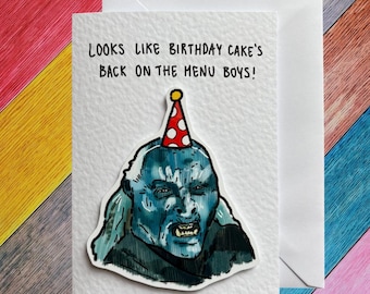 Orco / Parece que el pastel de cumpleaños ha vuelto al menú, chicos / Tarjeta de cumpleaños hecha a mano