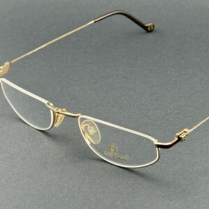 Vintage Aigner bril EA 444 uit de jaren 90, nieuw in doos, halfmontuur, goudbruin, rechthoekig, damesmodel, Japan/Duitsland, met etui en doos 49-20