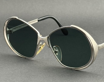 Occhiali da sole vintage Neostyle Boutique 315 anni '70, Made in Germany, in alluminio argentato, oversize, rotondi, da donna, nuovi di zecca.