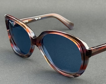 Bausch & Lomb Persona MYA 206 Vintage Sunglasses 70s Deadstock Acetate Brown Blue Women Oversized NOS