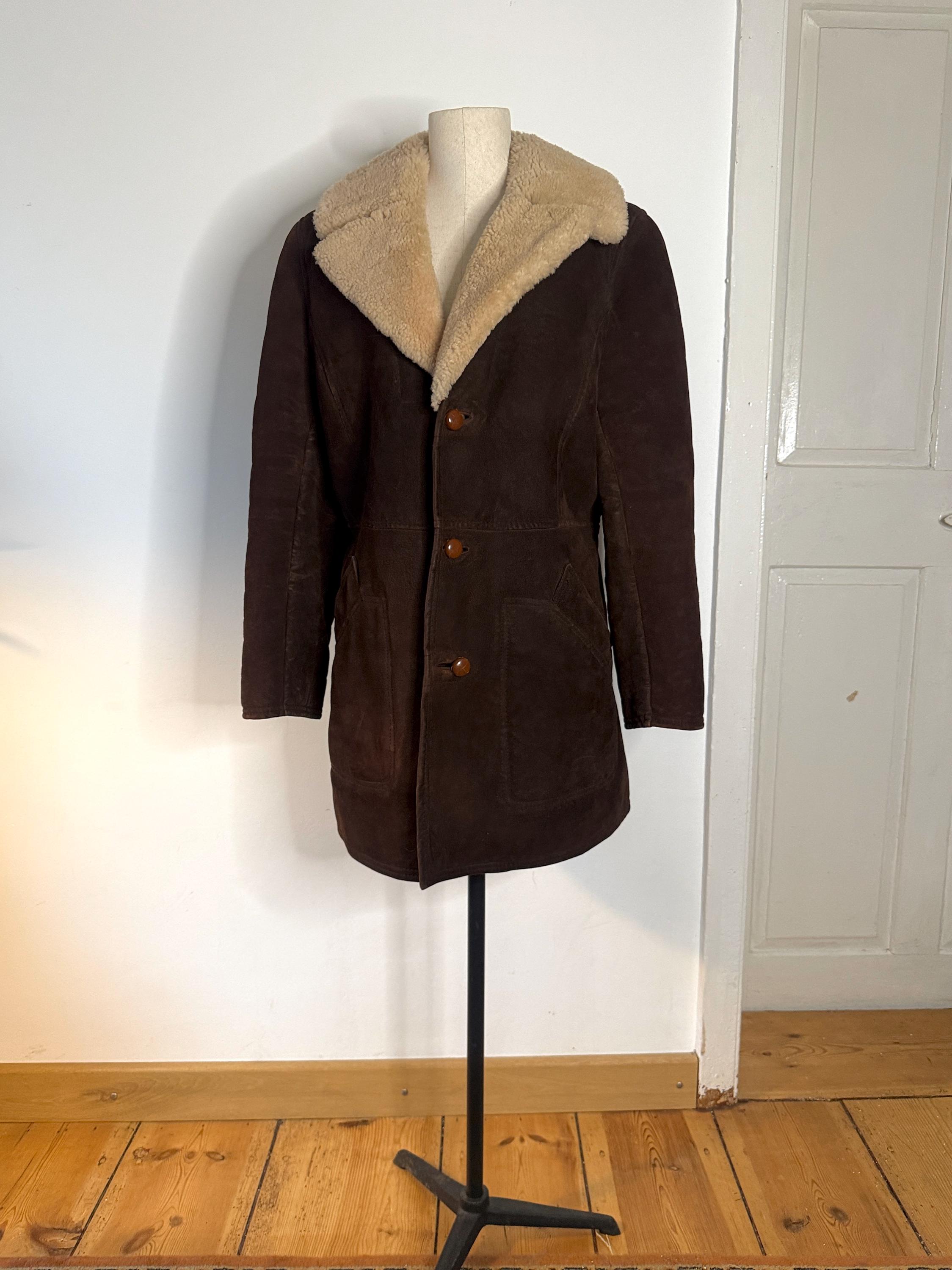Manteau Long En Véritable Fourrure D'agneau - Marron - Taille XXL (2XL) - Occasion Très Bon état