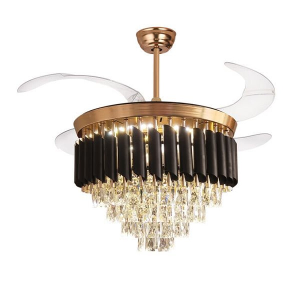 Gold & Black Chandelier Ceiling Fan Light Etsy